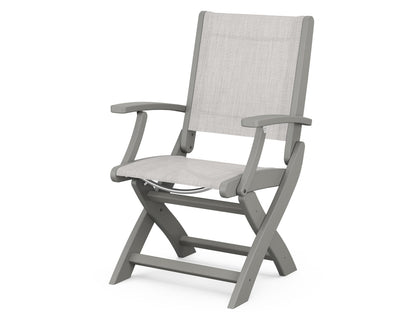 POLYWOOD® Coastal Folding Chair in Slate Grey / Parchment Sling