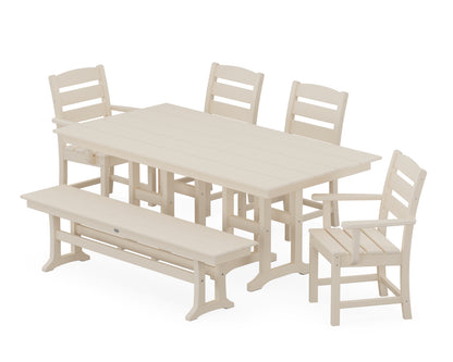 POLYWOOD® Lakeside 6-Piece Farmhouse Dining Set with Bench in Sand