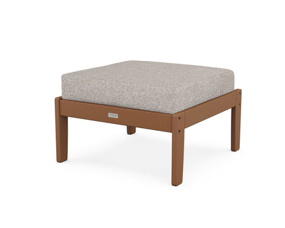 Country Living Cottage Deep Seating Ottoman in Teak / Weathered Tweed