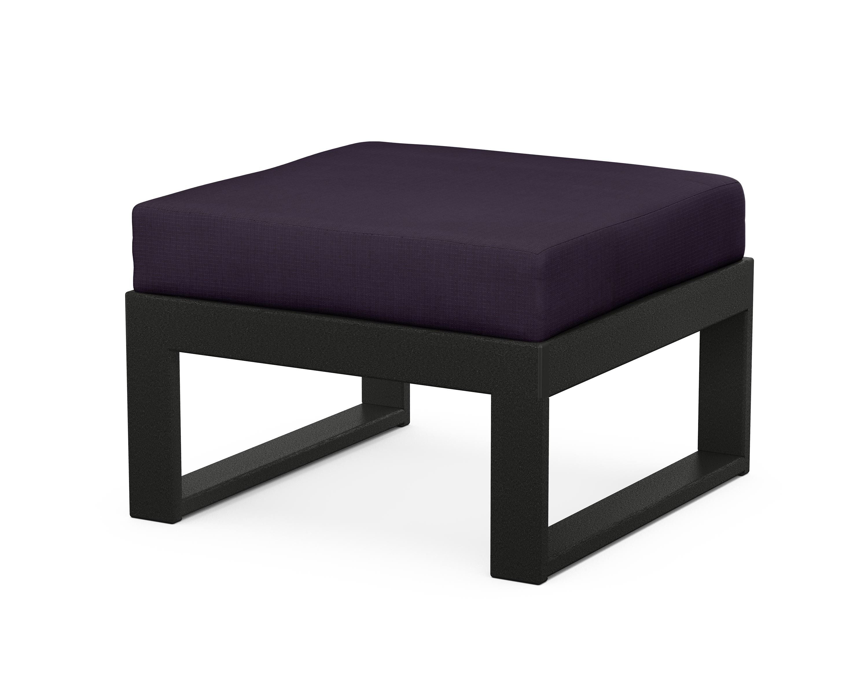 Unbranded Modular Ottoman - Modern in Black / Navy Linen