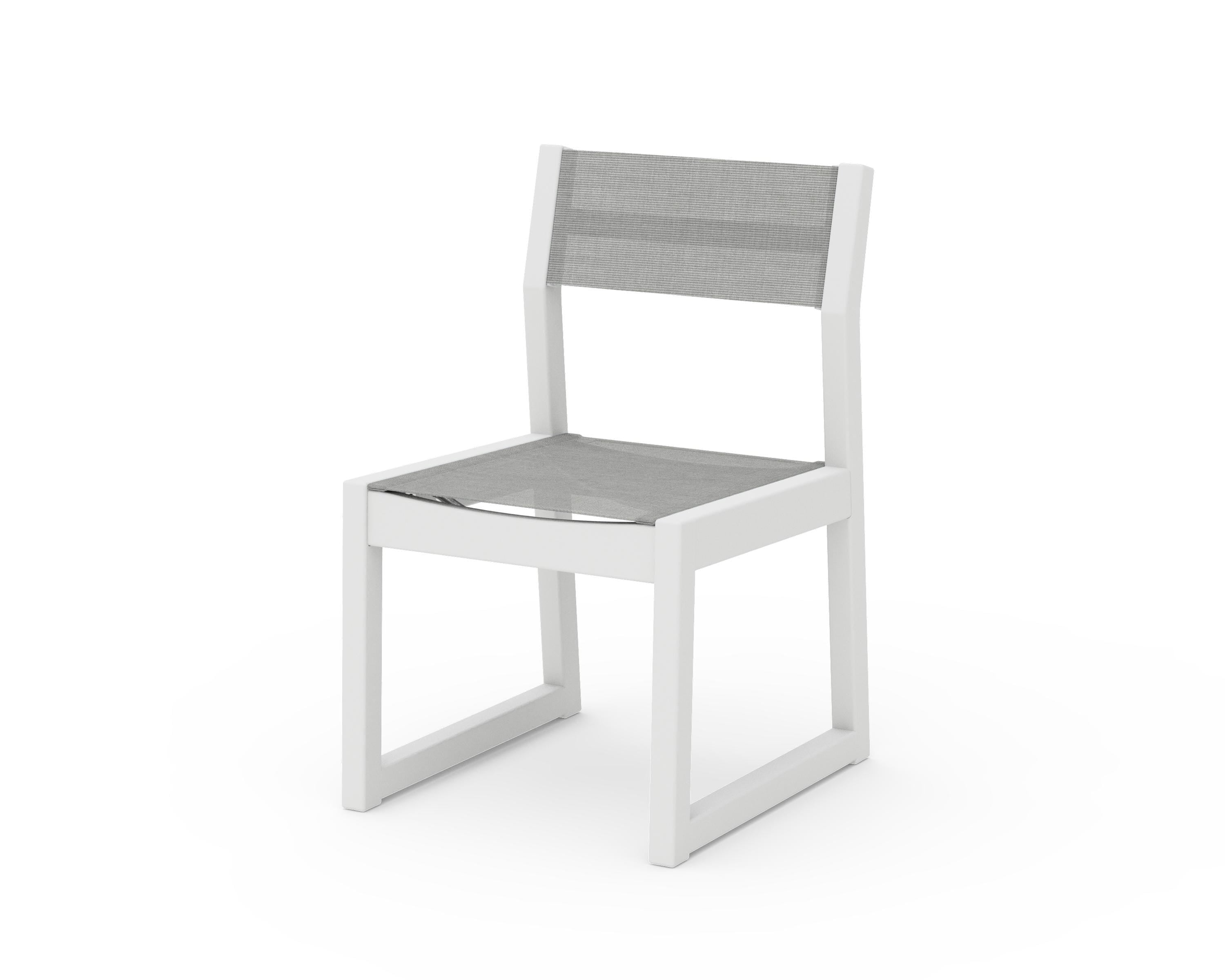 POLYWOOD® Edge Sling Dining Side Chair - 2 Chairs in White / Metallic Sling