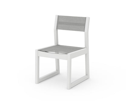 POLYWOOD® Edge Sling Dining Side Chair - 2 Chairs in White / Metallic Sling
