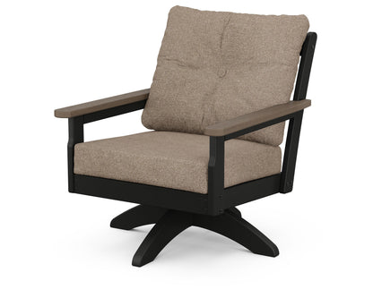 POLYWOOD® Vineyard Deep Seating Swivel Chair in Black / Kona / Spiced Burlap