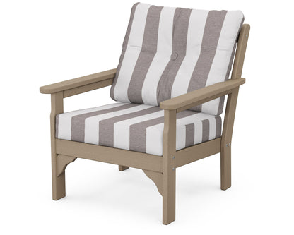 POLYWOOD® Vineyard Deep Seating Chair in Vintage Sahara / Cabana Stripe Grey Mist