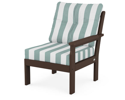 POLYWOOD® Vineyard Modular Right Arm Chair in Mahogany / Cabana Stripe Glacier Spa