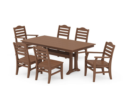 POLYWOOD® Savannah 7-Piece Farmhouse Dining Set with Trestle Legs in Teak