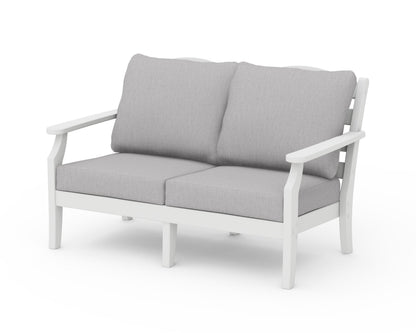 Draper James™ by  POLYWOOD® Savannah Deep Seating Loveseat in White / Granite
