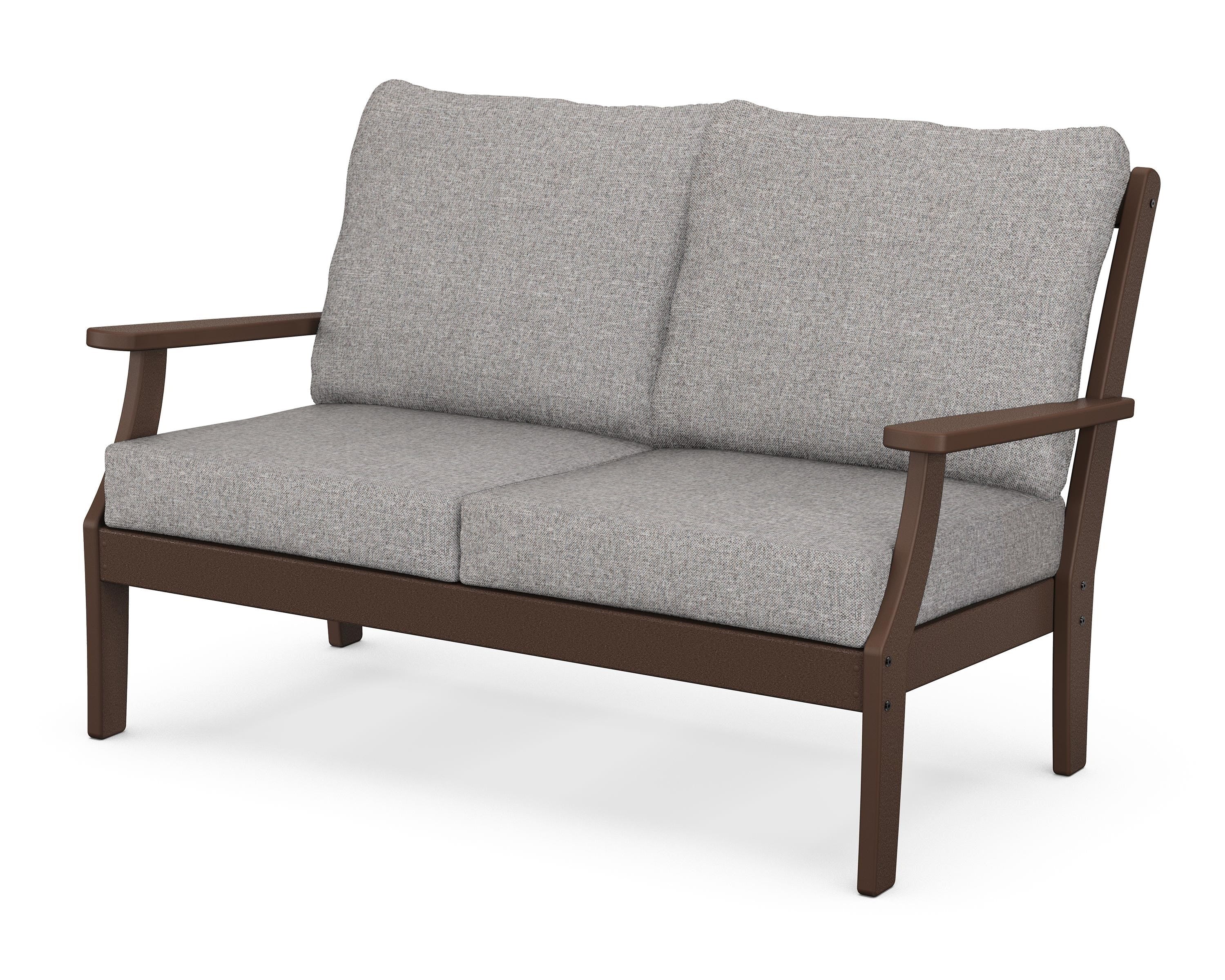 POLYWOOD® Braxton Deep Seating Loveseat in Mahogany / Grey Mist