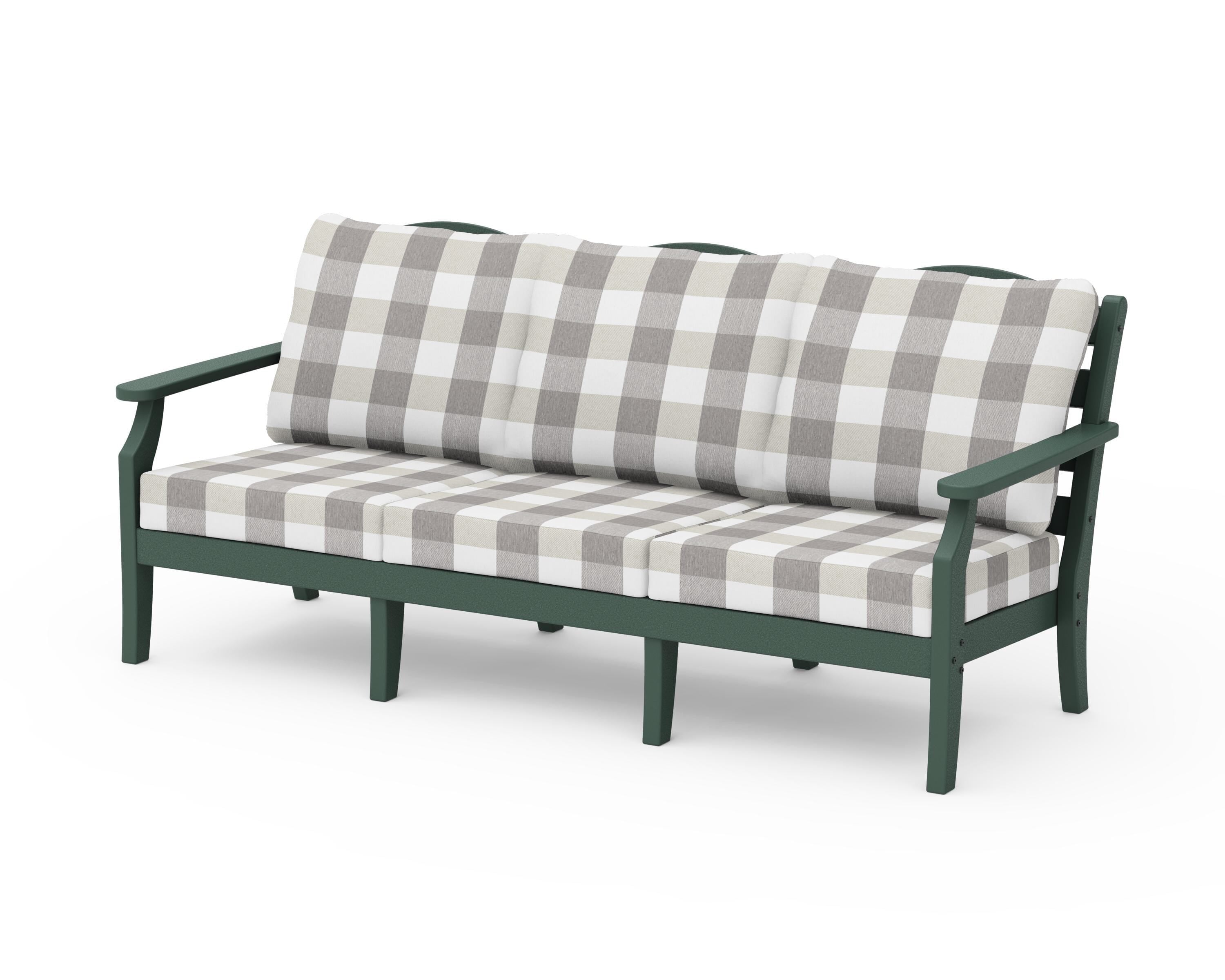 Draper James™ by  POLYWOOD® Savannah Deep Seating Sofa in Green / Buffalo Plaid Grey Mist