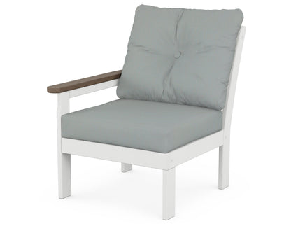 POLYWOOD® Vineyard Modular Left Arm Chair in White / Kona / Spa