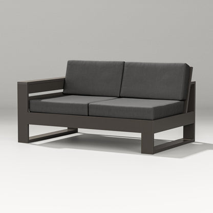 PW Designer Series Latitude Modular Left Arm Loveseat in Vintage Coffee / Spectrum Carbon