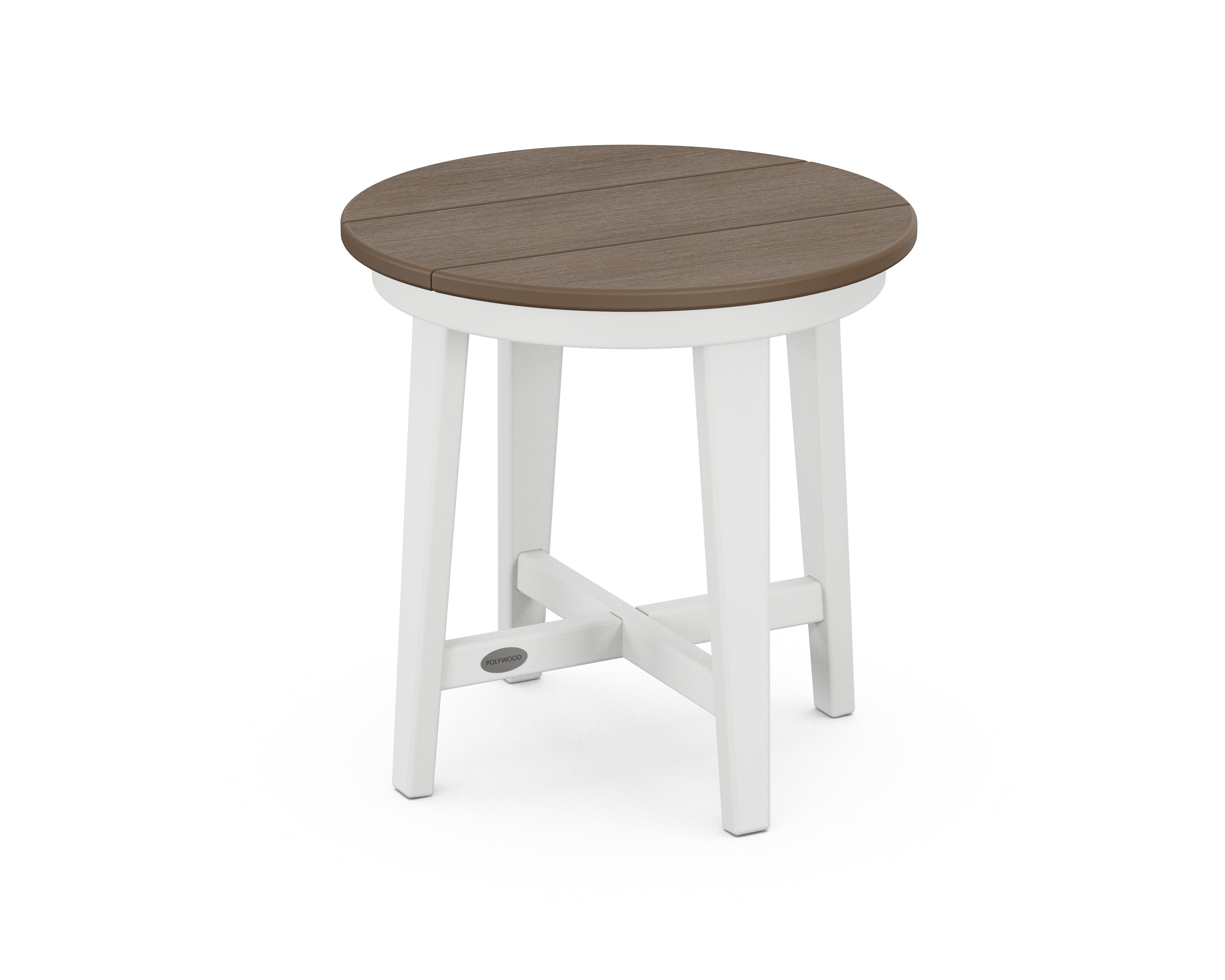POLYWOOD® Newport 19" Round End Table in White / Kona
