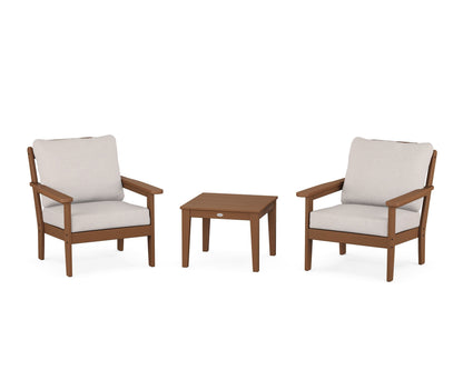 Country Living Cottage 3-Piece Deep Seating Set in Teak / Dune Burlap