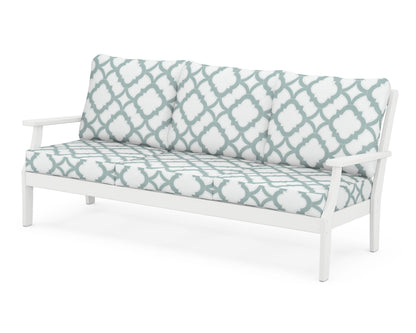 POLYWOOD® Braxton Deep Seating Sofa in White / Trellis Glacier Spa