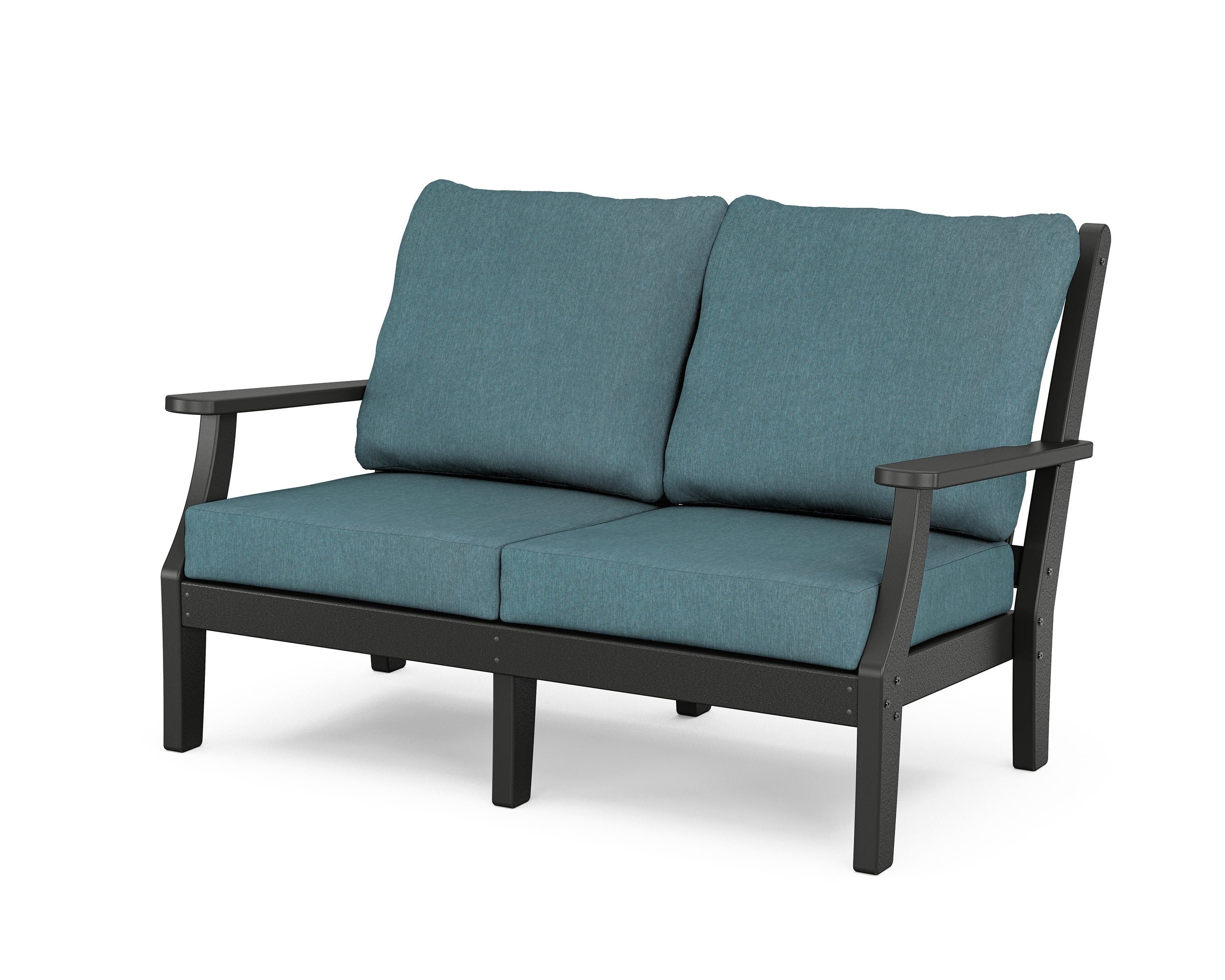Country Living Wovendale Deep Seating Loveseat in Black / Ocean Teal