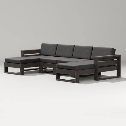 PW Designer Series Latitude Double Chaise Sectional in Vintage Coffee / Spectrum Carbon