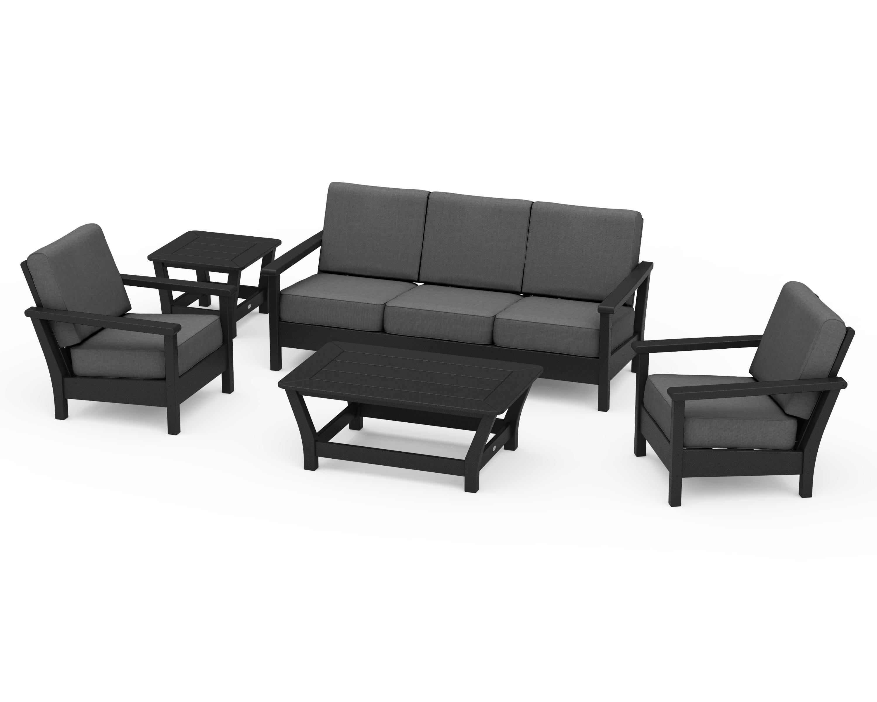 POLYWOOD® Harbour 5-Piece Deep Seating Set in Black / Spectrum Carbon