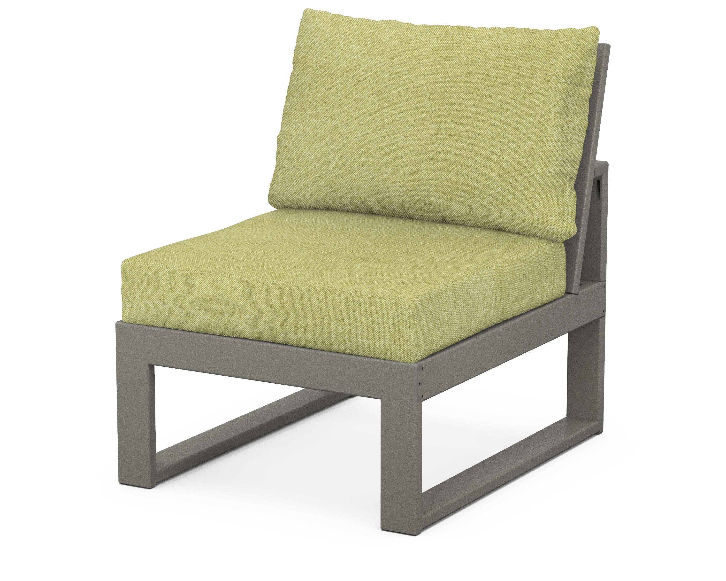 Unbranded Modular Armless Chair in Slate Grey / Chartreuse Boucle