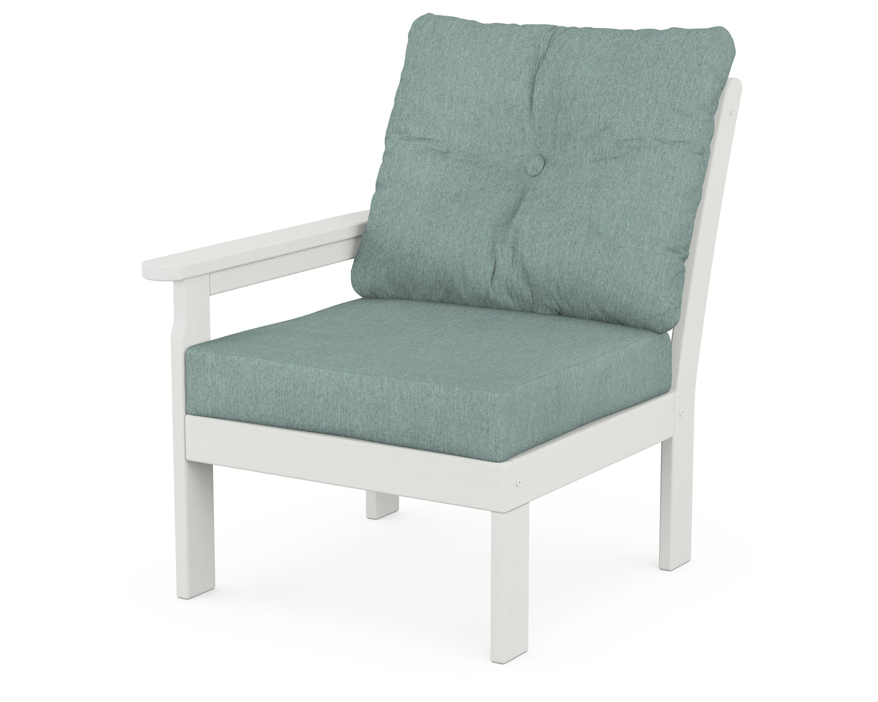 POLYWOOD® Vineyard Modular Left Arm Chair in Vintage White / Glacier Spa