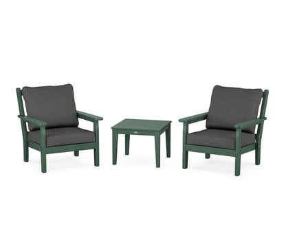 POLYWOOD® Chippendale 3-Piece Deep Seating Set in Green / Spectrum Carbon