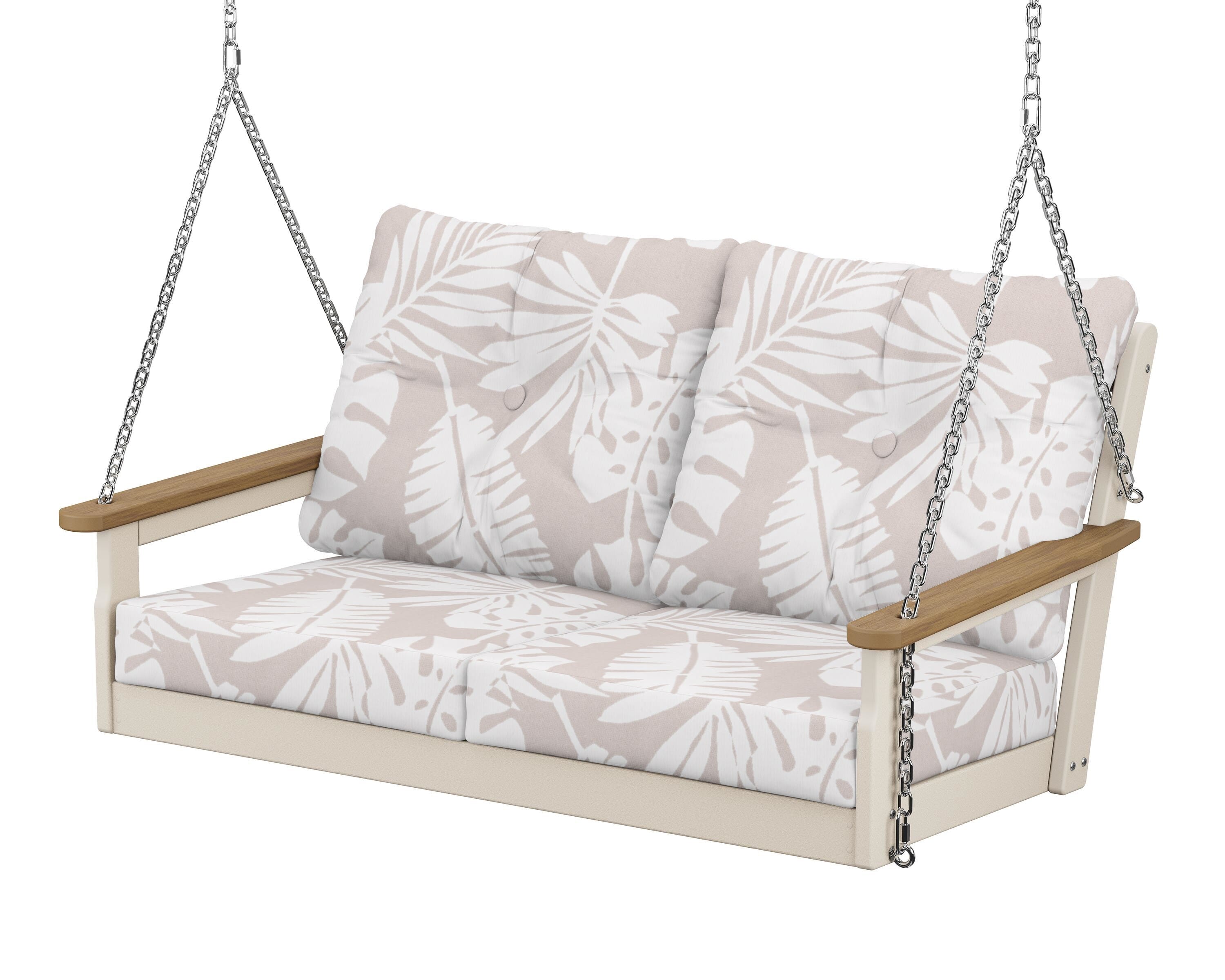 POLYWOOD® Vineyard Deep Seating Swing in Sand / Natural / Leaf Dune Burlap