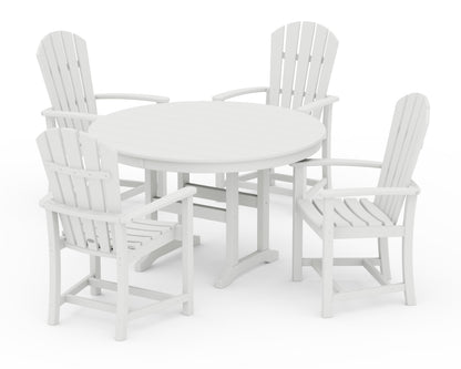 POLYWOOD® Palm Coast 5-Piece Round Farmhouse Dining Set in White