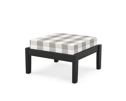 Unbranded Deep Seating Ottoman in Black / Buffalo Plaid Grey Mist