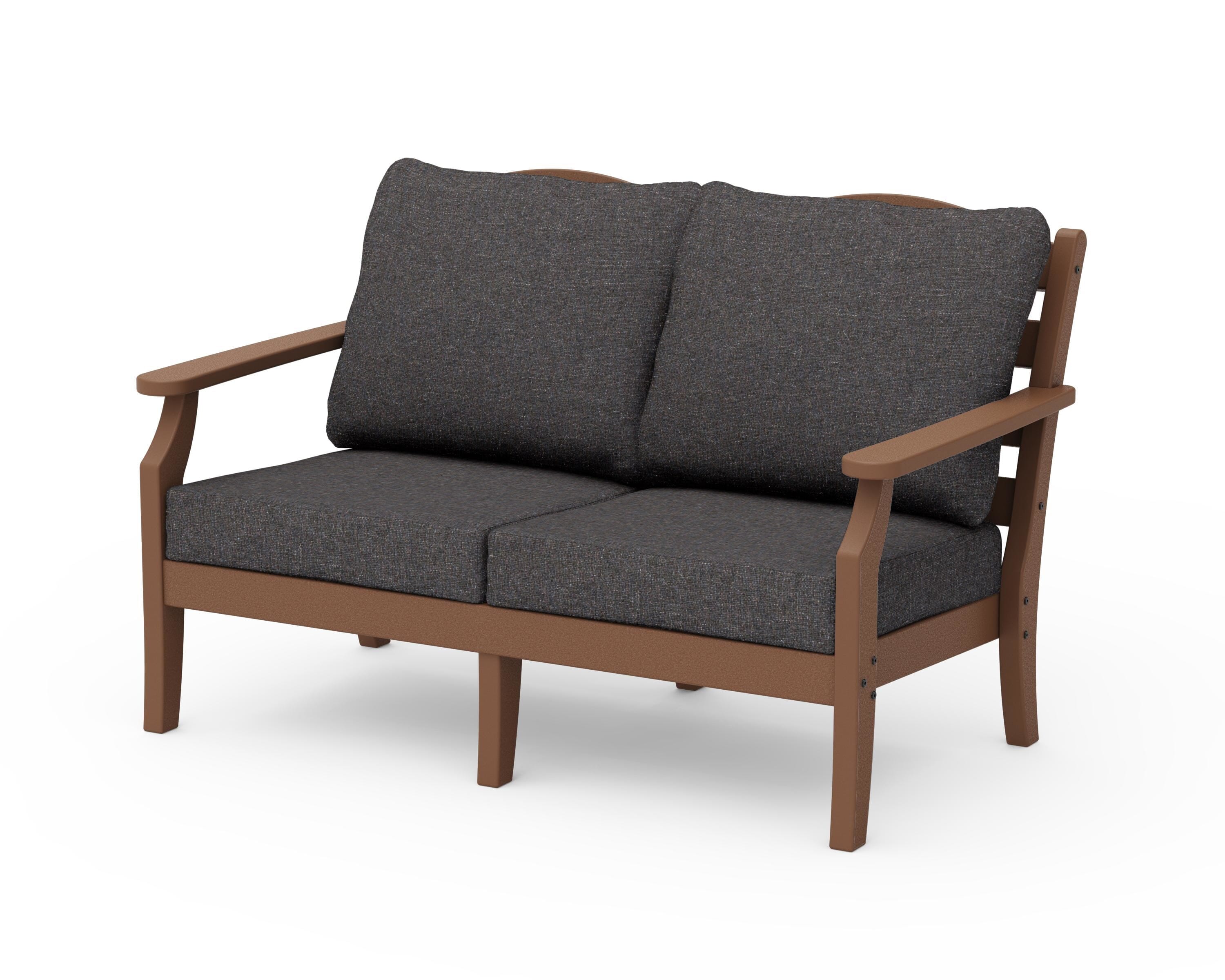 Draper James™ by  POLYWOOD® Savannah Deep Seating Loveseat in Teak / Ash Charcoal