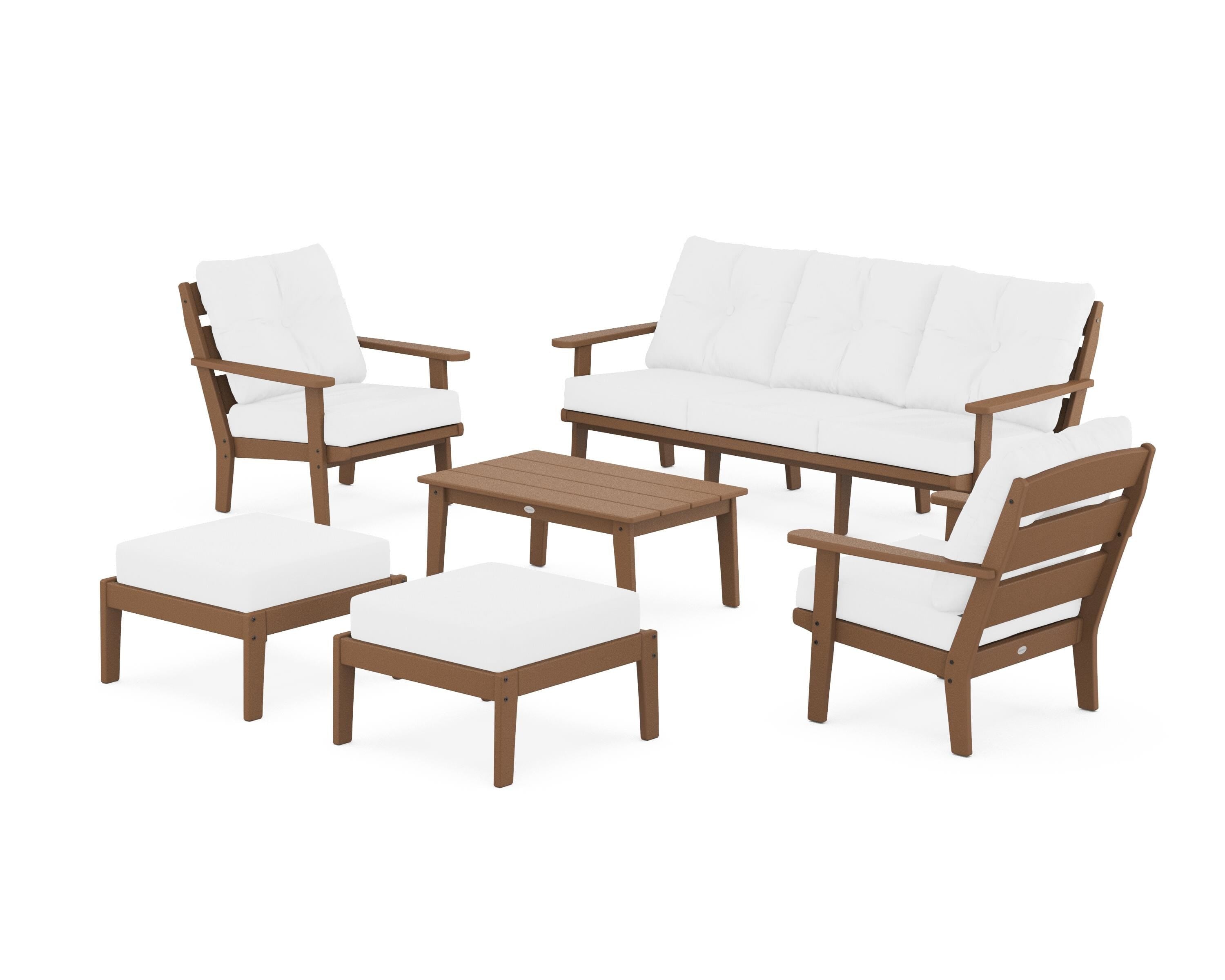 POLYWOOD® Lakeside 6-Piece Lounge Sofa Set in Teak / Natural