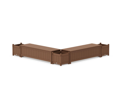 POLYWOOD® 60" Vineyard L- Shaped Planter Storage Bench Corner Set in Teak