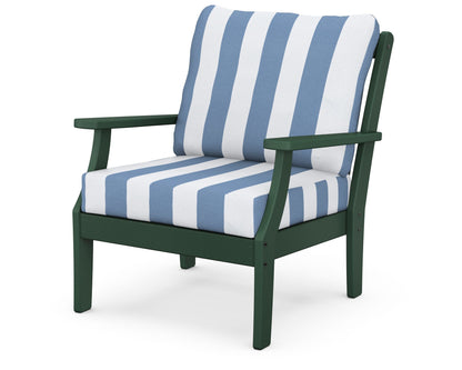 POLYWOOD® Braxton Deep Seating Chair in Green / Cabana Stripe Sky Blue