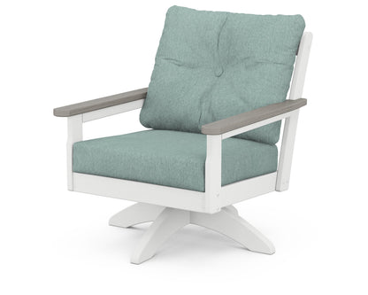 POLYWOOD® Vineyard Deep Seating Swivel Chair in White / Driftwood / Glacier Spa