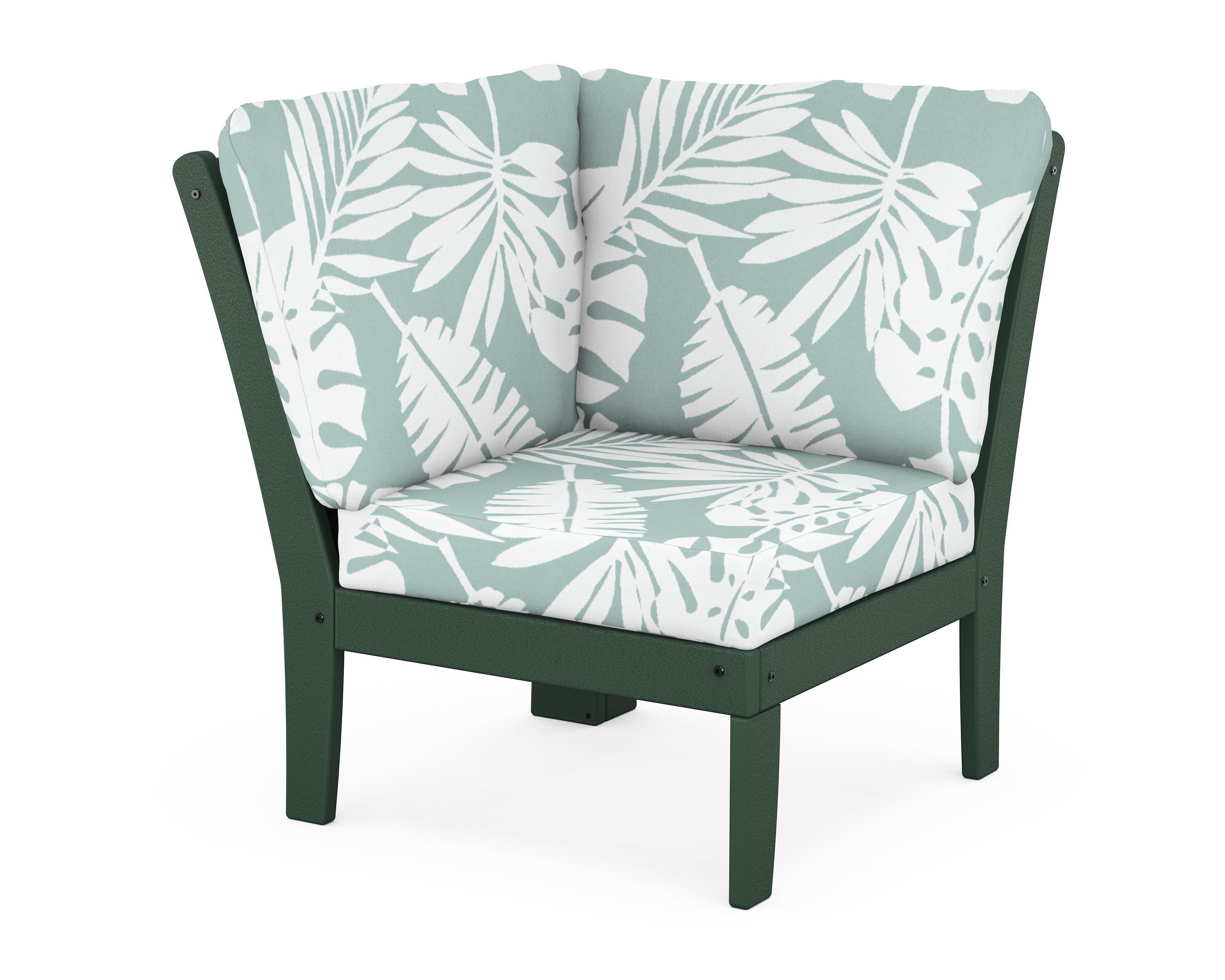 POLYWOOD® Braxton Modular Corner Chair in Green / Leaf Glacier Spa