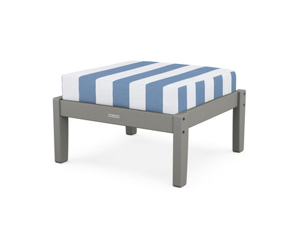 Martha Stewart by POLYWOOD® Chinoiserie Deep Seating Ottoman in Slate Grey / Cabana Stripe Sky Blue