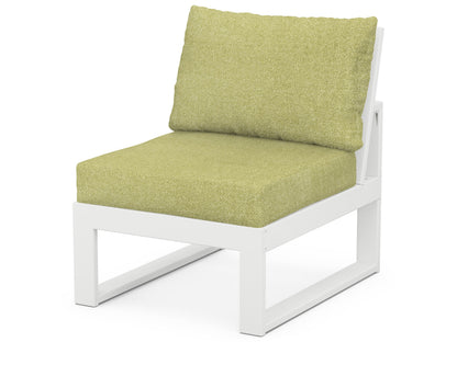 Unbranded Modular Armless Chair in White / Chartreuse Boucle