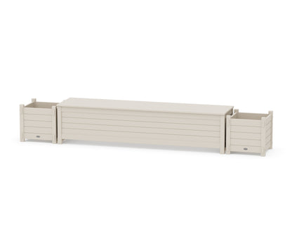 POLYWOOD® 72" Nautical Straight Planter Storage Bench Set in Sand