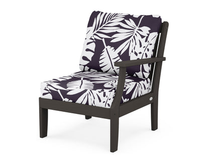 POLYWOOD® Braxton Modular Right Arm Chair in Vintage Coffee / Leaf Navy