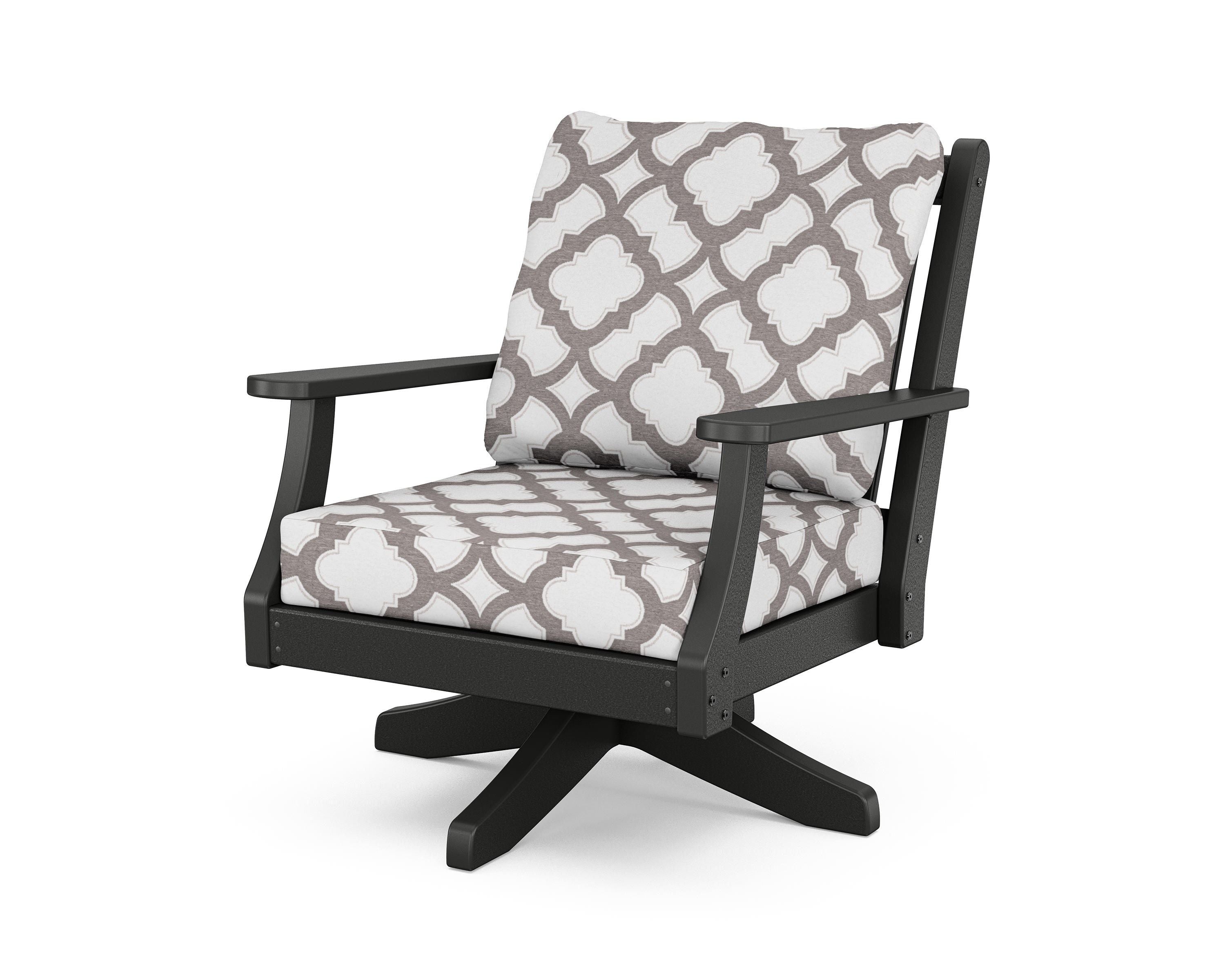 Country Living Wovendale Deep Seating Swivel Chair in Black / Trellis Grey Mist