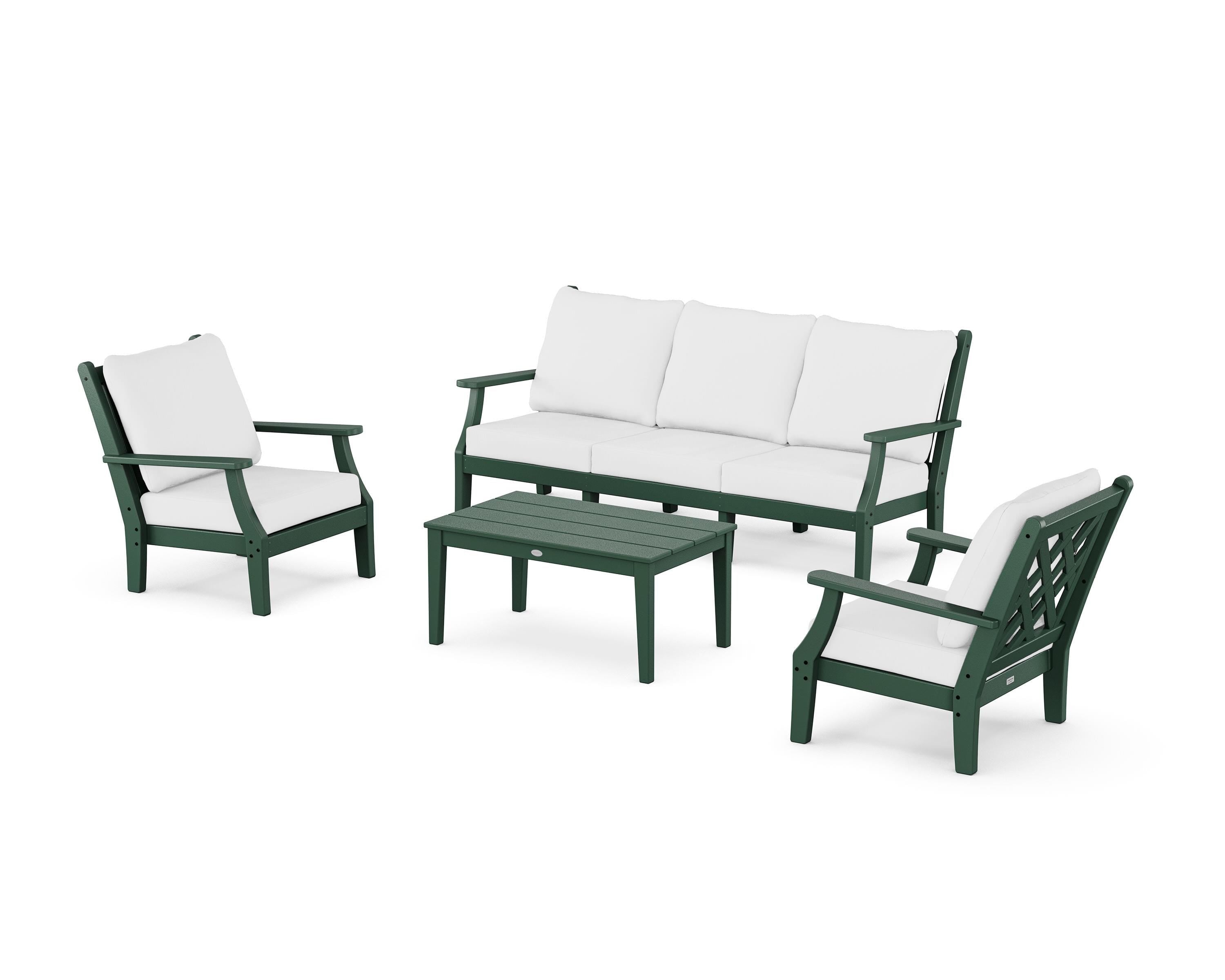 Country Living Wovendale 4-Piece Deep Seating Set with Sofa in Green / Natural