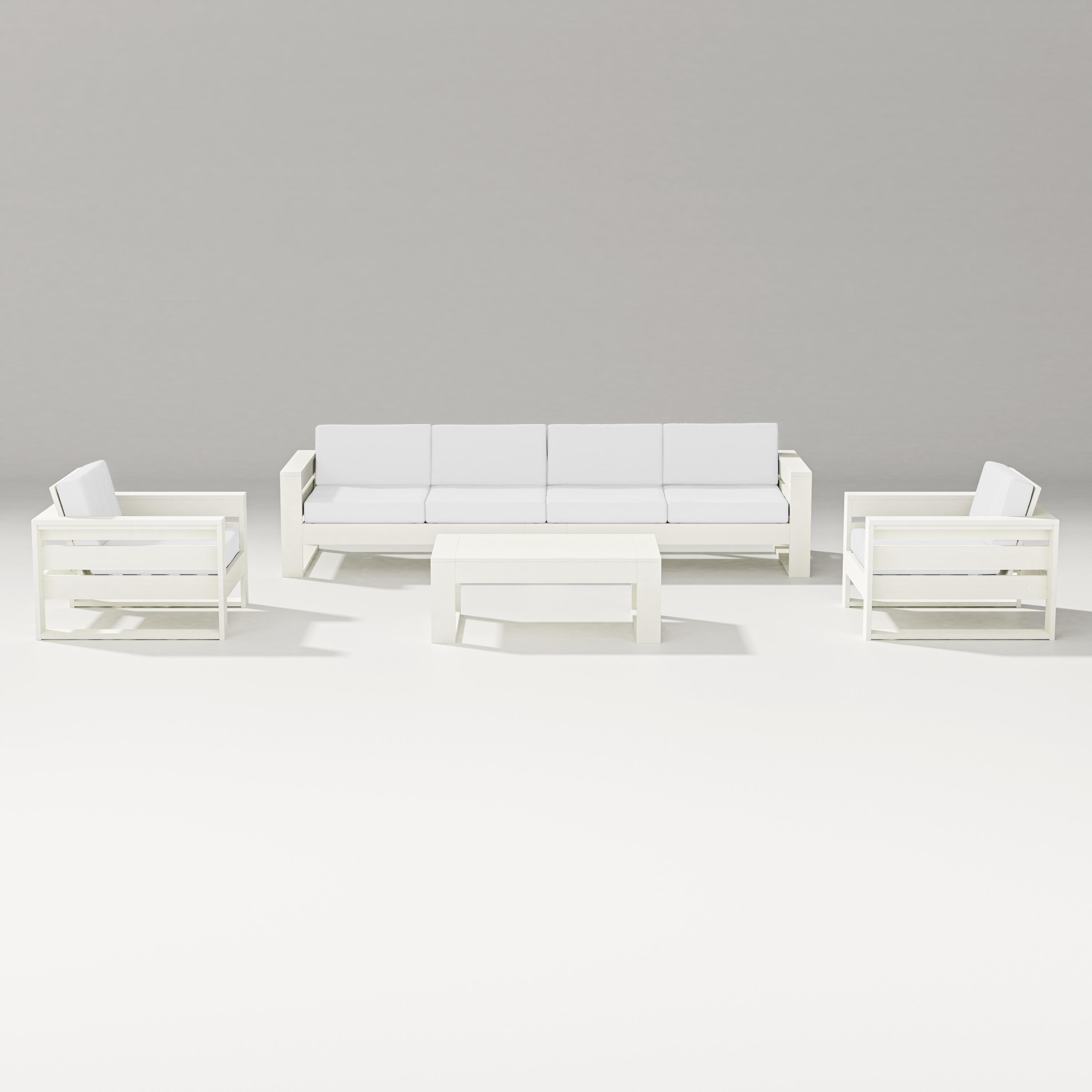 PW Designer Series Latitude 5-Piece Lounge Sofa Set in Vintage White / Natural