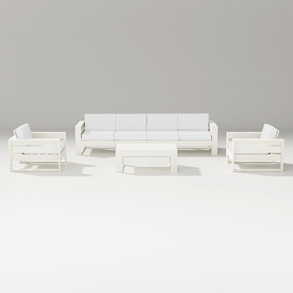 PW Designer Series Latitude 5-Piece Lounge Sofa Set in Vintage White / Natural