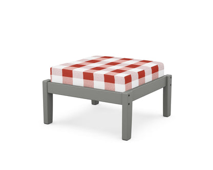 Unbranded Deep Seating Ottoman in Slate Grey / Buffalo Plaid Crimson