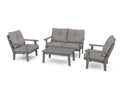 POLYWOOD® Lakeside 4-Piece Deep Seating Set in Slate Grey / Grey Mist