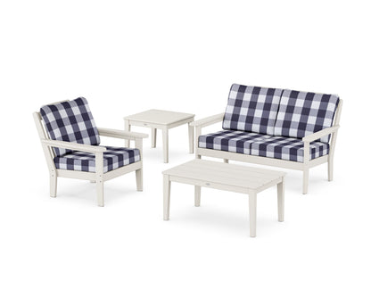 Country Living Wovendale 4-Piece Deep Seating Set in Sand / Buffalo Plaid Navy