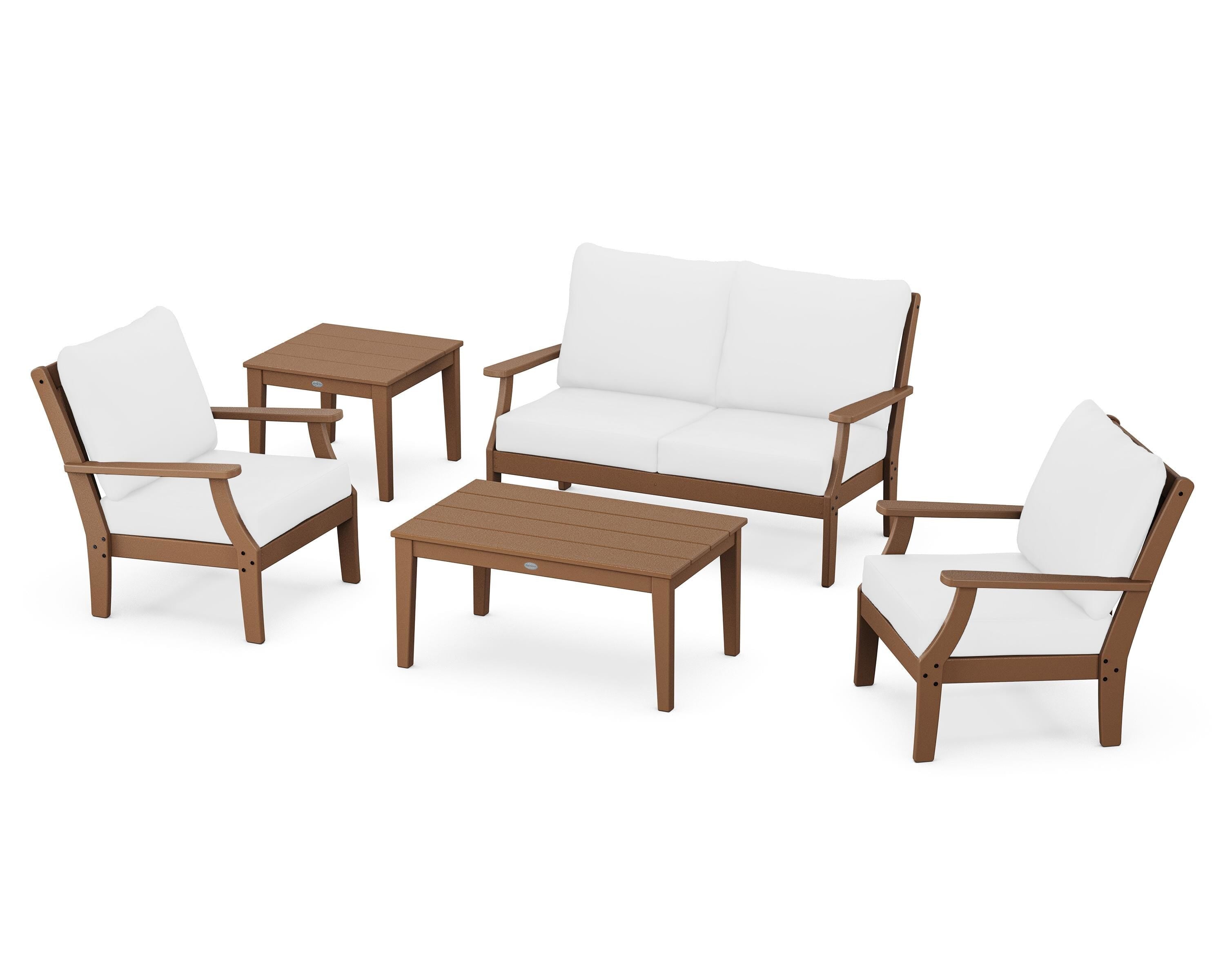 POLYWOOD® Braxton 5-Piece Deep Seating Set in Teak / Natural
