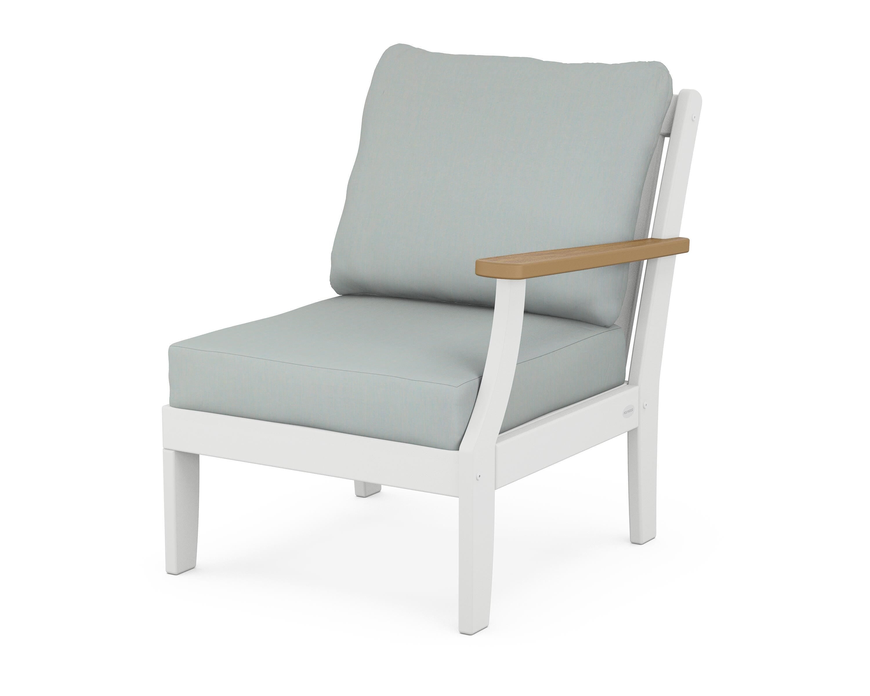 POLYWOOD® Braxton Modular Right Arm Chair in White / Natural / Spa