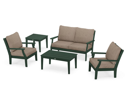 POLYWOOD® Braxton 5-Piece Deep Seating Set in Green / Spiced Burlap