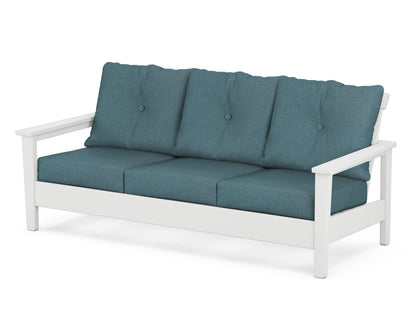POLYWOOD® Prescott Deep Seating Sofa in White / Ocean Teal