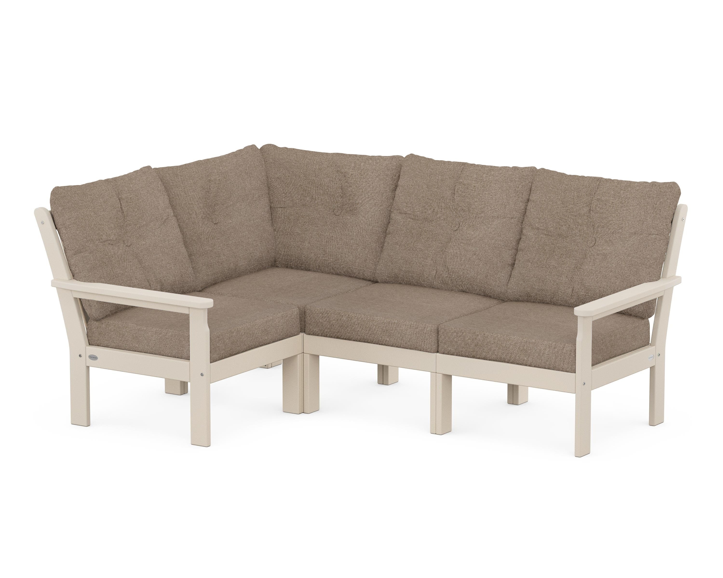 POLYWOOD® Vineyard 4-Piece Sectional in Sand / Spiced Burlap