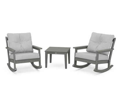 POLYWOOD® Vineyard 3-Piece Deep Seating Rocker Set in Slate Grey / Granite